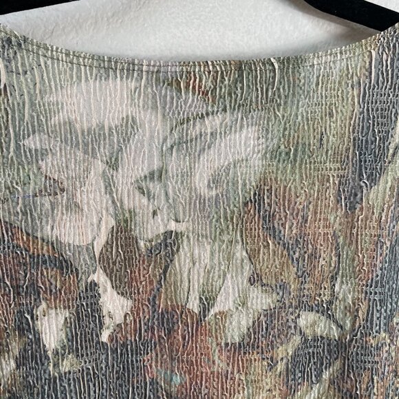 Coldwater Creek Womens Plus 3X Textured Crinkled Earth Tone Tunic Top 3/4 Sleeve - Picture 10 of 10